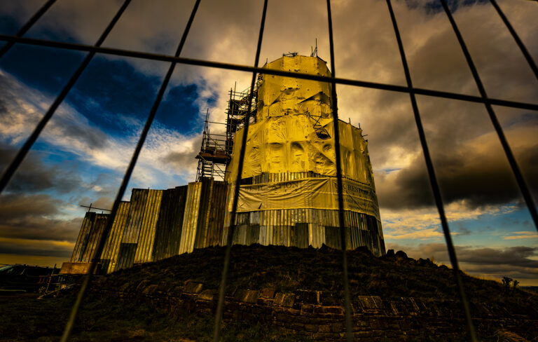 Darwen Jubilee Tower under restoration. After years of exposure to every kind of weather the tower was extensively restored for the Jubilee celebrations.