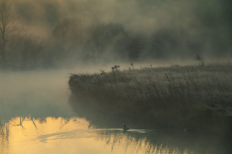 The Leeds Liverpool Canal in Altham. A misty freezing morning full of pastel colours.