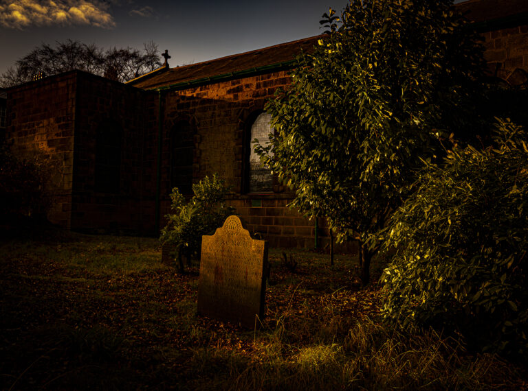 Private Road and St James Church in Hoghton on a rare few hours of sunlight.  The low sharp sun in winter can create a stunning warm palette of colours and strong shadows.
